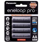 Panasonic eneloop pro AA Rechargeable Ni-MH Batteries (2550 mAh, Pack of 4)
