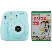 Fujifilm instax mini 9 Instant Film Camera with Instant Film Kit (Ice Blue, 10 Exposures)