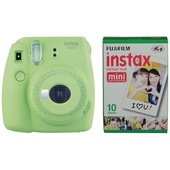 Fujifilm instax mini 9 Instant Film Camera with Instant Film Kit (Lime Green, 10 Exposures)