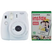 Fujifilm instax mini 9 Instant Film Camera with Instant Film Kit (Smokey White, 10 Exposures)