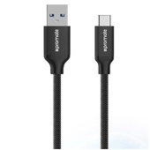 Promate Mesh Armoured USB Type-C to Type-A Data Cable (1.2 m, Black)