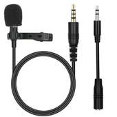Clip On Lapel Microphone Hands Free Wired Condenser Lavalier Mic 3.5mm Smartphone + PC