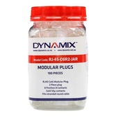 DYNAMIX Cat6 RJ-45 Modular Plug Jar (Rounded, Stranded, 100 Pieces)