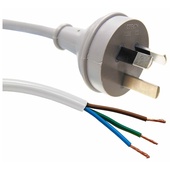 DYNAMIX 3-Pin Plug to Bare End, 3 Core 0.75mm Cable (2m, White)