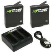Wasabi Power Battery (2-Pack) and Triple Charger for GoPro HERO5 & HERO6
