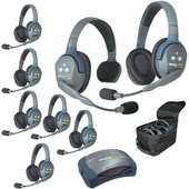 Eartec Ultralite Hub 8 Person System with 1 Single and 7 Double Headset