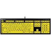 LogicKeyboard XL Print NERO PC Slimline Large Print Keyboard (US/Hebrew, Black On Yellow)