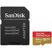 SanDisk 64GB Extreme PLUS UHS-I microSDXC Memory Card with SD Adapter