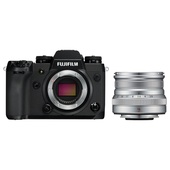 Fujifilm X-H1 Mirrorless Digital Camera (Black) with XF 16mm f/2.8 R Lens (Silver)