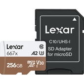 Lexar 256GB Professional 667x UHS-I microSDXC Memory Card with SD Adapter