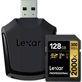 Lexar 128GB Professional 2000x UHS-II SDXC Memory Card with SD Card Reader