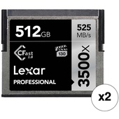 Lexar 512GB Professional 3500x CFast 2.0 Memory Card (2-Pack)