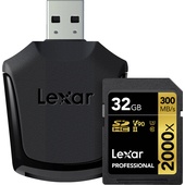 Lexar 32GB Professional 2000x UHS-II SDXC Memory Card with SD Card Reader