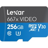 Lexar 256GB Professional 667x UHS-I / V30 microSDXC Memory Card with SD Adapter