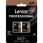 Lexar 64GB Professional 667x UHS-I SDXC Memory Card (2-Pack)