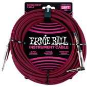 Ernie Ball 25' Braided Straight / Angle Instrument Cable - Black / Red