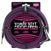 Ernie Ball 25' Braided Straight / Angle Instrument Cable - Black / Purple