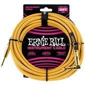 Ernie Ball 25' Braided Straight / Angle Instrument Cable - Gold / Gold