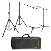Gravity Set of 2 Speaker and 2 Microphone Stands in Transport Bag