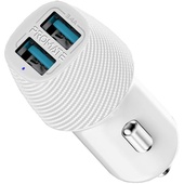 PROMATE VolTrip-Duo 3.4A Car Charger with Dual USB Ports (White)