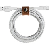 Belkin DuraTek Plus USB-C to USB-A Cable with Strap (White)