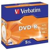 Verbatim DVD-R 4.7GB 16x 5 Pack with Jewel Cases