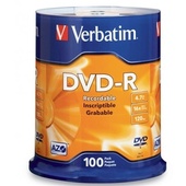 Verbatim DVD-R 4.7GB 16x 100 Pack on Spindle