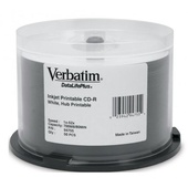 Verbatim CD-R 52x White Printable, Super Azo Dye 50 Pack on Spindle