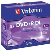 Verbatim DVD+R DL 8.5GB 10x 5 Pack with Jewel Cases
