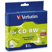 Verbatim CD-RW 700MB 4-12x 5 Pack with Slim Cases