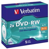 Verbatim DVD-RW 4.7GB 2x 5 Pack with Jewel Cases
