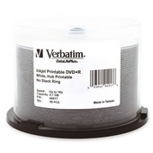 Verbatim DVD+R 4.7GB 16x White Wide Printable 50 Pack on Spindle