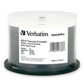 Verbatim BD-R 25GB 6x White Wide Thermal Printable 50 Pack on Spindle