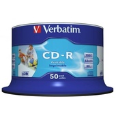 Verbatim CD-R 52x White Printable 50 Pack on Spindle
