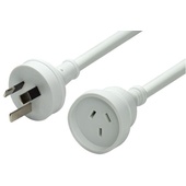 DYNAMIX 7m 240v 10A Standard Duty Power Extension Lead (White)
