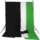 Impact Background System Kit with 3 x 3.5M Black, White, Chroma Green Muslins
