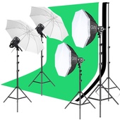 GVM LED 4 Light Kit with Umbrellas, Softboxes, and Backdrops