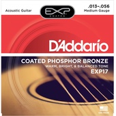 D'Addario EXP17 Medium Coated Phosphor Bronze Acoustic Guitar Strings (6-String Set, 13 - 56)