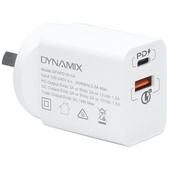 DYNAMIX 18W PD USB-C + QC3.0 USB-A Universal Compact USB Wall Charger.