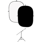Angler Collapsible Background II and Impact Multiboom Kit (Black/White, 1.5 x 2.1m)