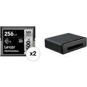 Lexar 256GB Professional 3500x CFast 2.0 Memory Card (2-Pack) with CR1 Professional Workflow Reader