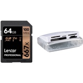 Lexar 64GB Professional 667x UHS-I SDXC Memory Card with USB 3.0 Card Reader