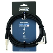 Ambertec AMB0-QR2-I0-030 Guitar Cable REAN Connectors Straight/Right Angle (Black, 3m)