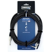 Ambertec AMB0-QR2-I1-060 Guitar Cable REAN Connectors Straight/Right Angle (Vintage B&W Cloth, 6m)