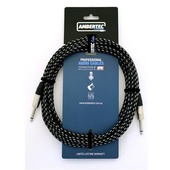 Ambertec AMB0-QQ2-I1-060 Guitar Cable REAN Connectors Straight/Straight (Vintage B&W Cloth, 6m)