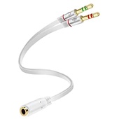 3.5mm Headphone Mic Audio Y Splitter Cable Female To Dual Male Converter Adapter (White)
