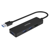 UNITEK uHUB Q4+ USB-A 3.0 3-Port Hub with Built-in SD/MicroSD Card Reader