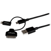 StarTech 3 in 1 Charging Cable - USB to Lightning / 30-pin Dock / Micro-USB (1m)