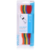 VELCRO ONE-WRAP Reusable Hook & Loop Cable Ties (25 x 200mm, Multicolour 5 pack)