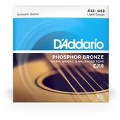 D'Addario EJ16 Phosphor Bronze Light Acoustic Strings - .012-.053 Light Gauge
